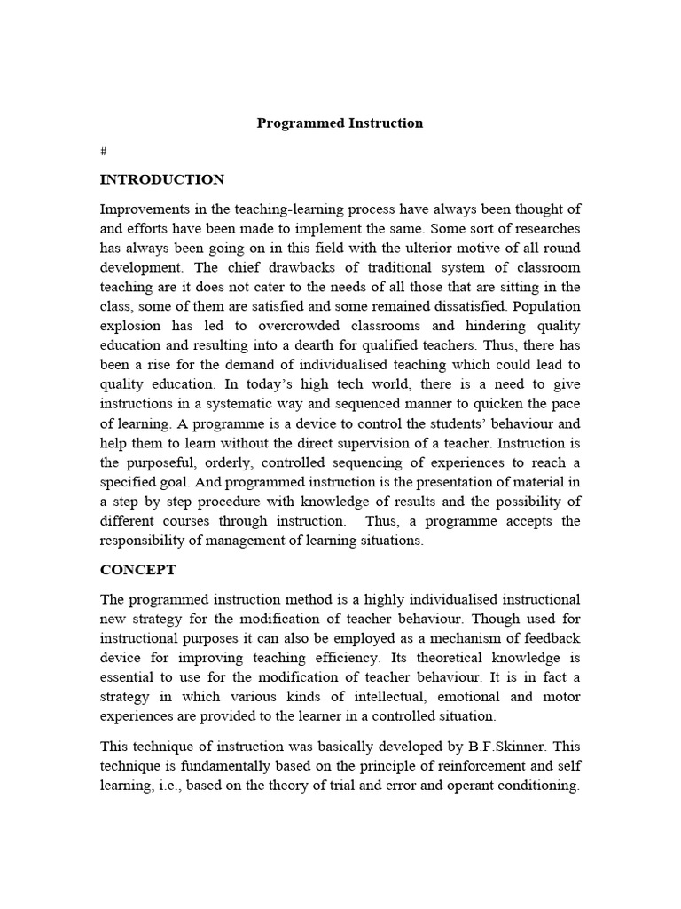 Understanding Programmed Instruction | PDF | Learning | Teachers