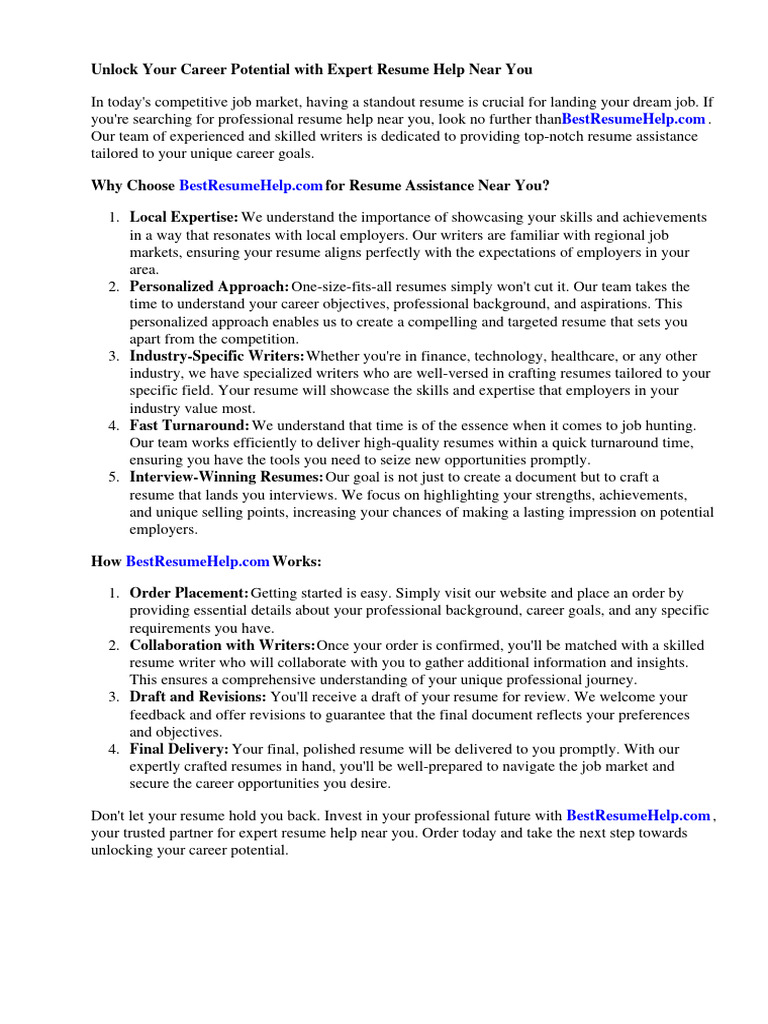 Resume Help Near Me PDF R sum - 1