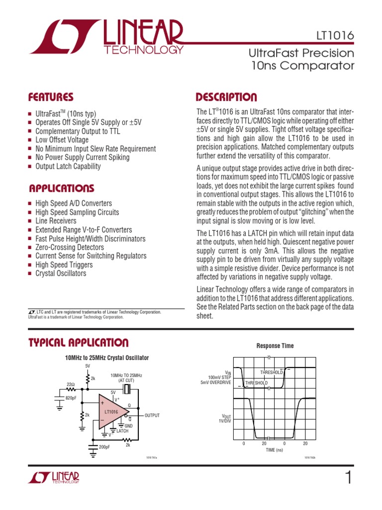 LT1016 | PDF | Electrical Circuits | Electronic Circuits