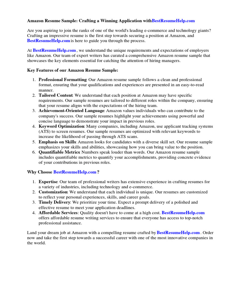 Amazon Resume Sample PDF R sum - 1719554147