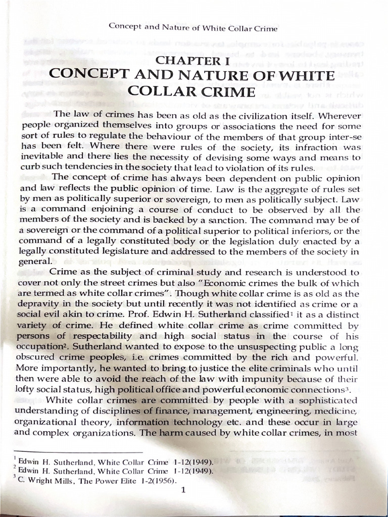 Concept and Nature of White Collar Crime | PDF
