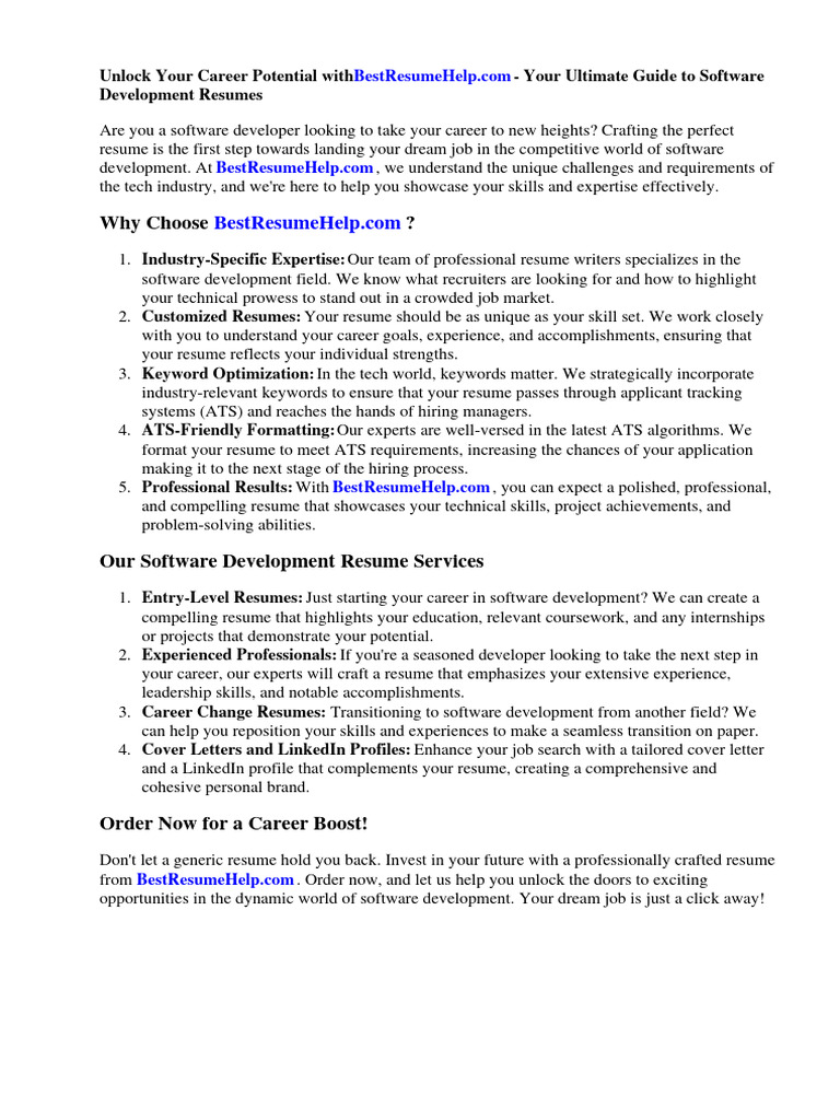 Software Developer Resume Sample | PDF