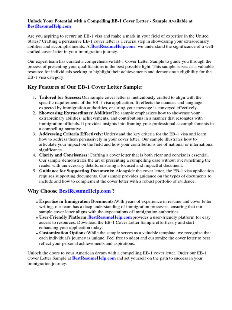 EB-1 Visa Cover Letter Sample Guide | PDF | Résumé | Recruitment