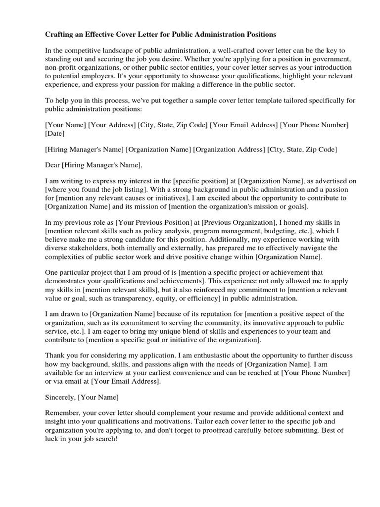 Sample Cover Letter For Public Administration | PDF | Résumé
