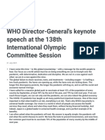 WHO Director General's Keynote Speech at The 138th International