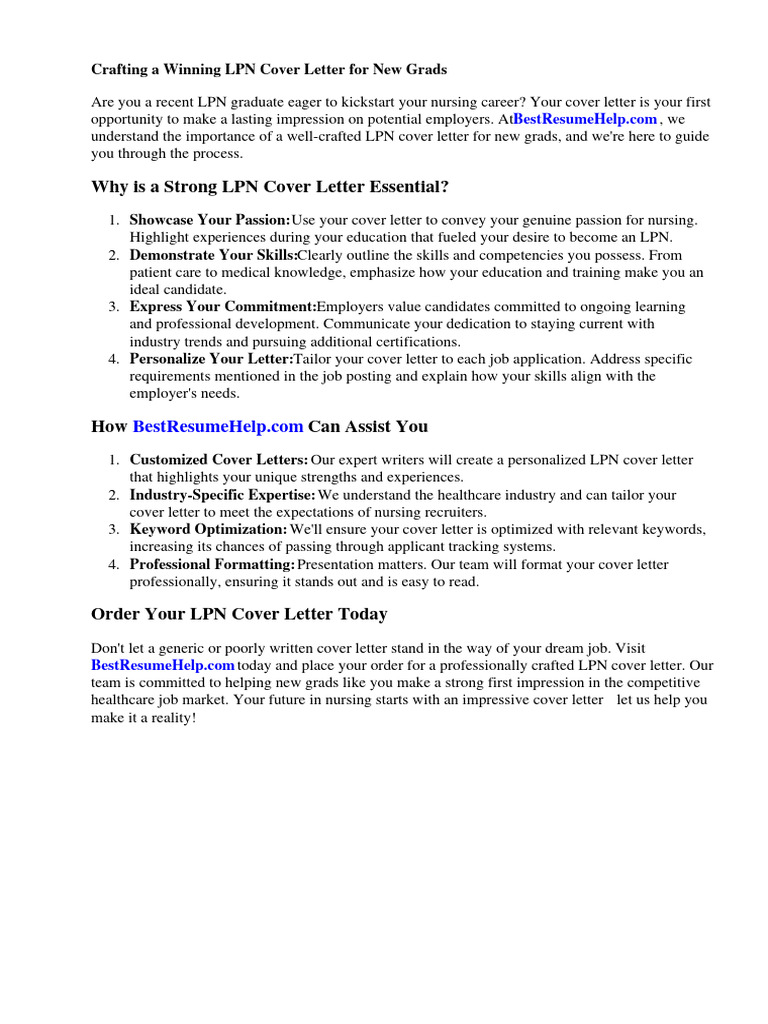 LPN Cover Letter New Grad Download Free PDF R??sum?? Nursing
