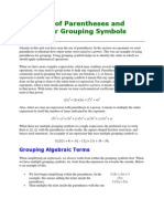 Use of Grouping Symbols in Algebraic Expressions