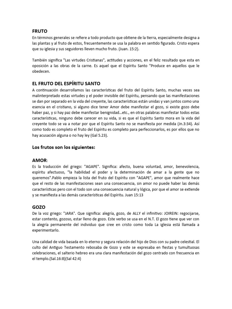 Fruto | PDF | Fruto Del Espiritu Santo | Amor