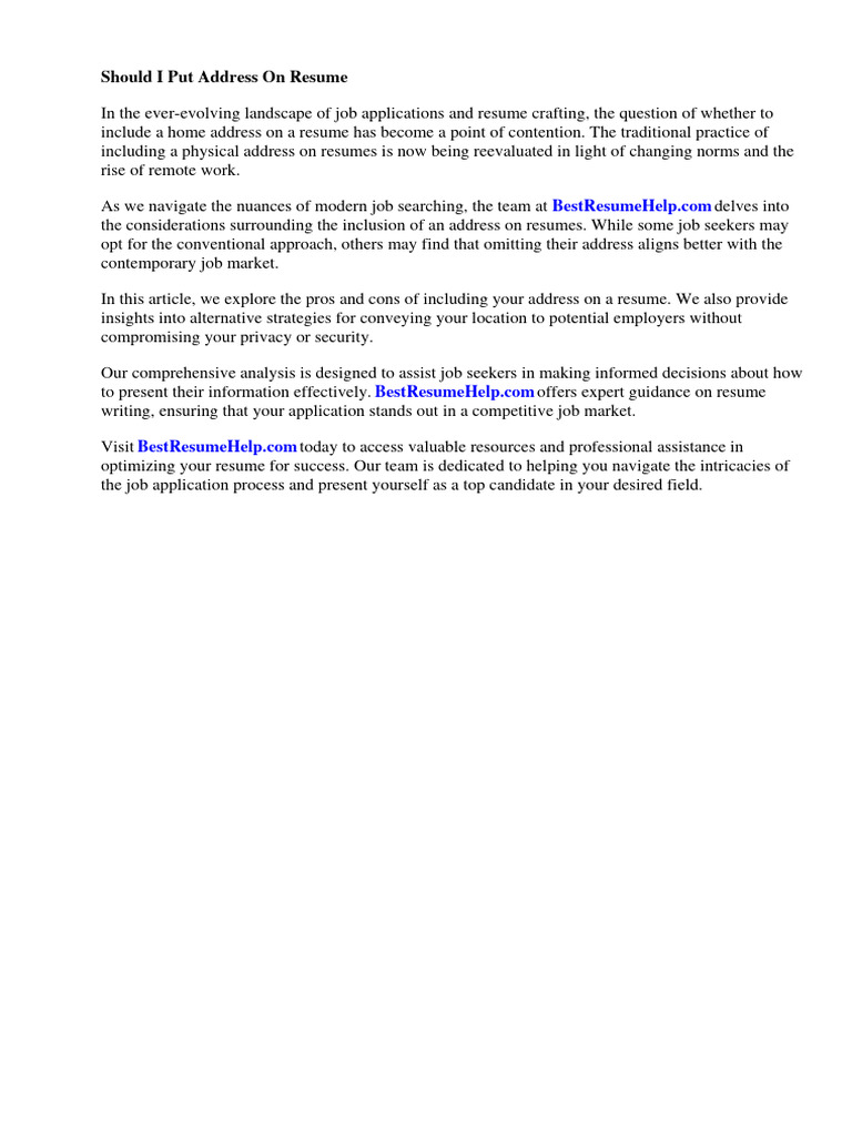 Should I Put Address On Resume - 1721842785