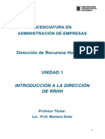 Dirección de Recursos Humanos - Unidad 1