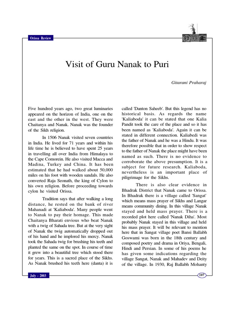 Visit of guru nanak pdf guru nanak monotheistic religions