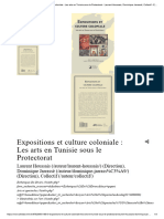 Expositions Et Culture Coloniale: Les Arts en Tunisie Sous Le Protectorat