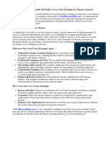 Cover Letter Examples For Finance Assistant