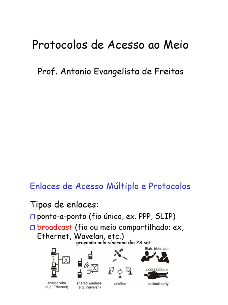 Slides Protocolo de Acesso ao Meio | PDF | Ethernet | Rede de computadores