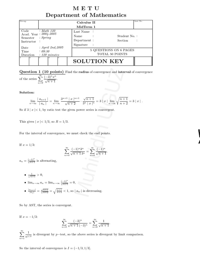 Math 120 Midterm Exam Solutions | PDF | Mathematical Relations ...
