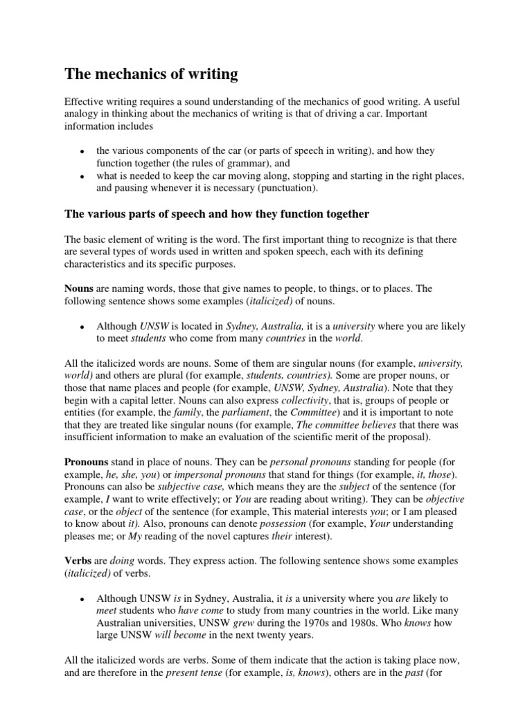 Mechanics of Effective Writing Explained | PDF | Verb | Adjective