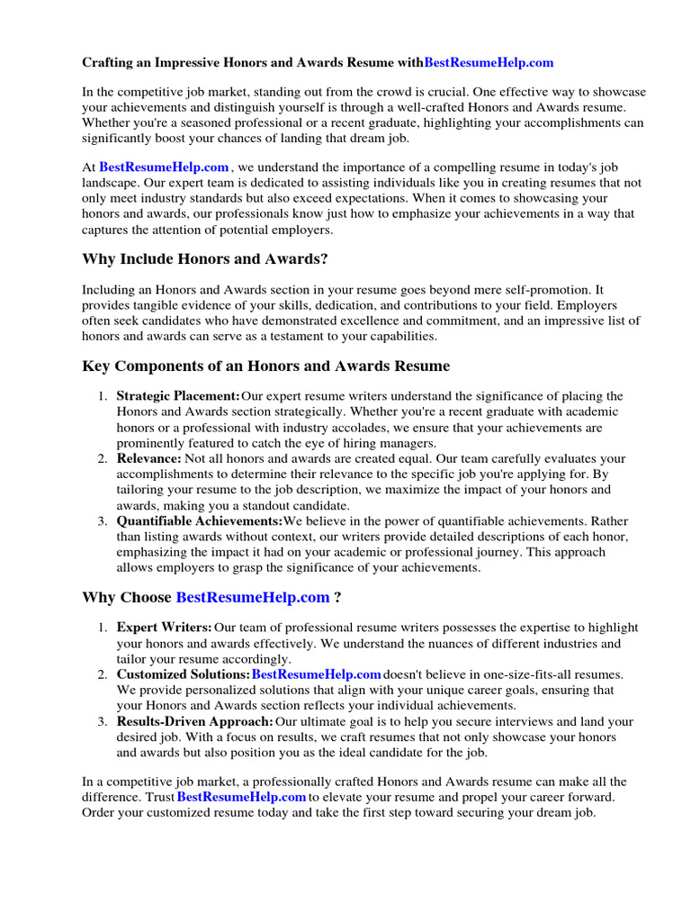Honors and Awards Resume PDF - 1713595895