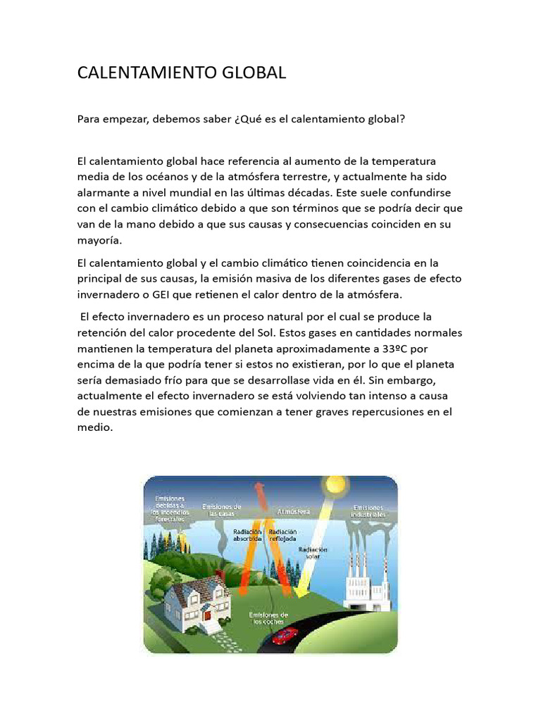 Causas y Consecuencias del Calentamiento Global | PDF | Gases de efecto ...