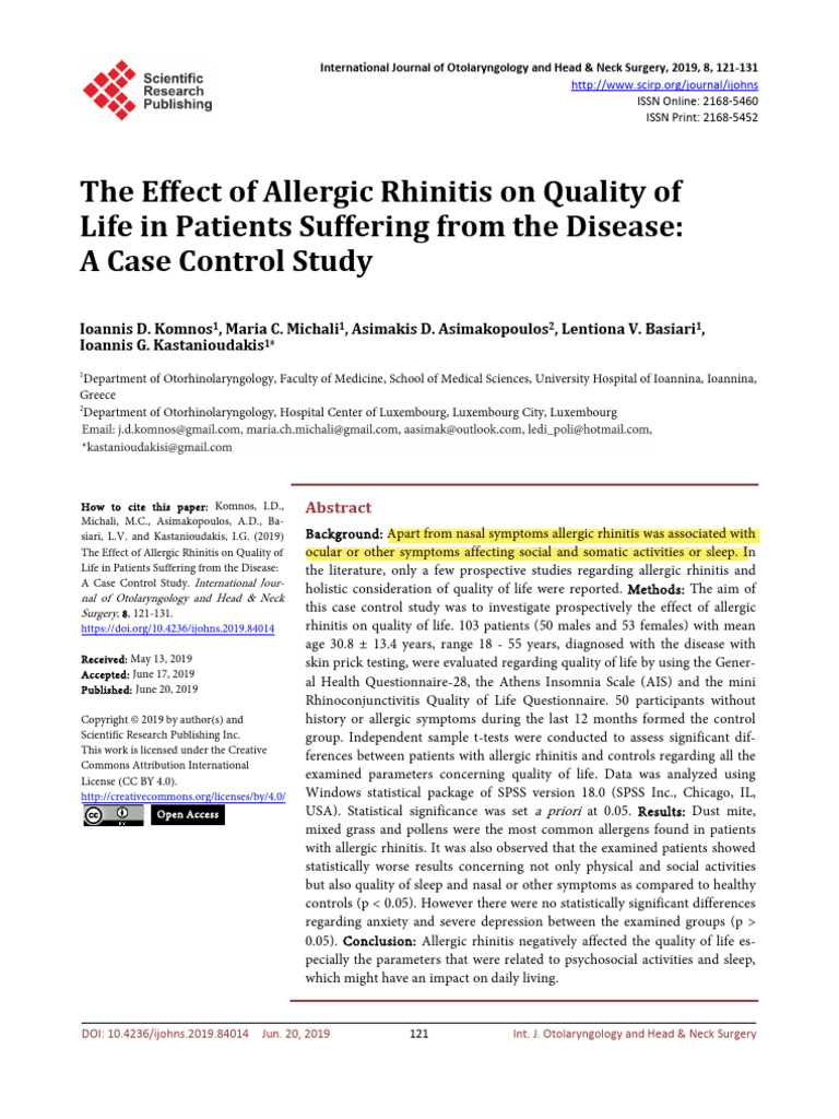 5 Qol Allergic Rhinitis | PDF | Allergy | Medicine