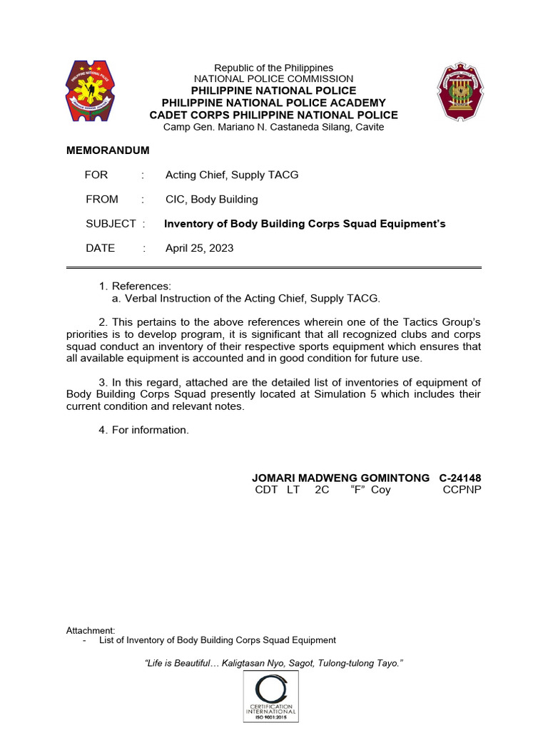 Body Building Corps Equipment Inventory | PDF | Weight Training