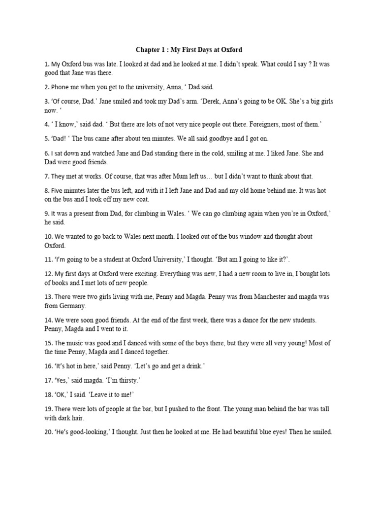 Lkm 2 Big Chapter 1 My First Day At Oxford Pdf