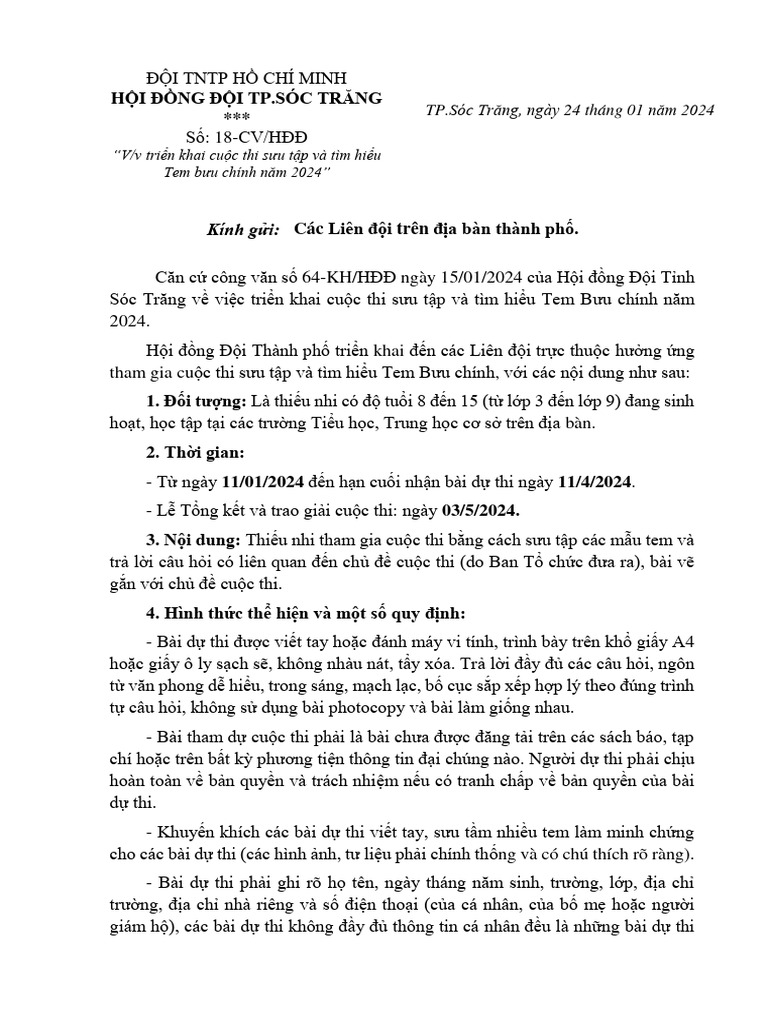 18 cv trien khai cuoc thi suu tap con tem buu chinh 2024 pdf