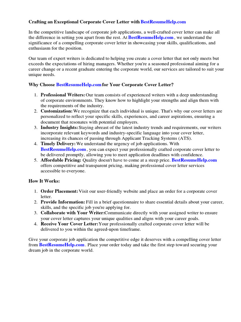 Corporate Cover Letter Template | PDF | Résumé | File Format