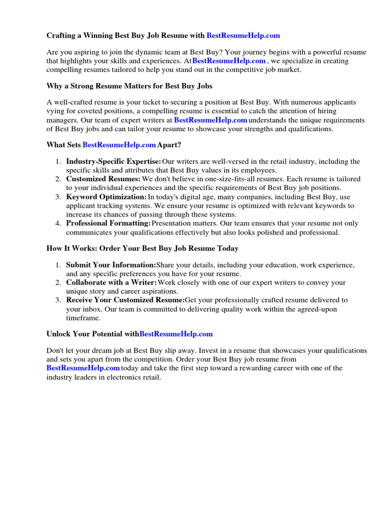 Best Buy Job Resume PDF Résumé Essays