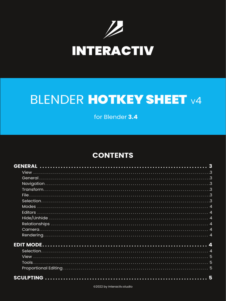 Blender 3.4 Hotkey PDF | PDF