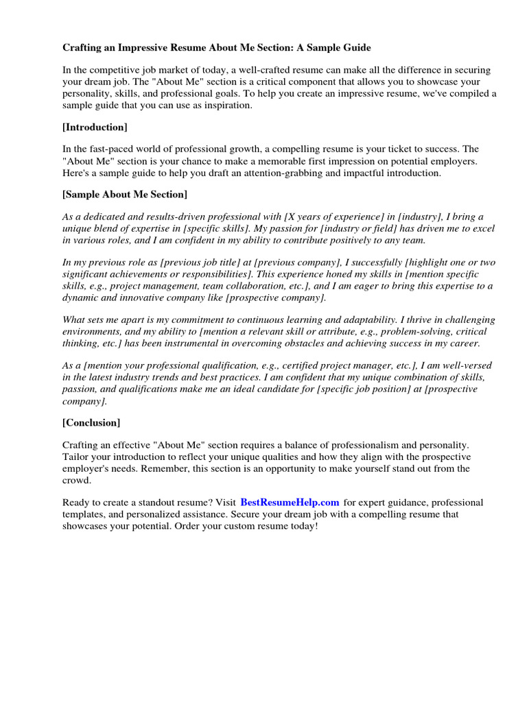 Resume About Me Sample | PDF | Résumé