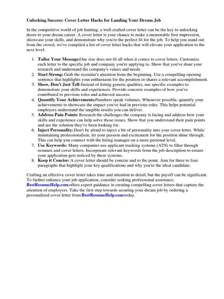 Cover Letter Hacks Pdf Résumé Recruitment