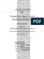 A Final Report ON: Financial Analysis at Reliance Money