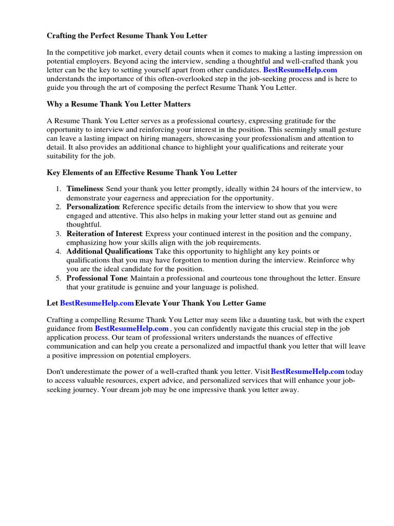 Resume Thank You Letter | PDF | Résumé | Job Interview