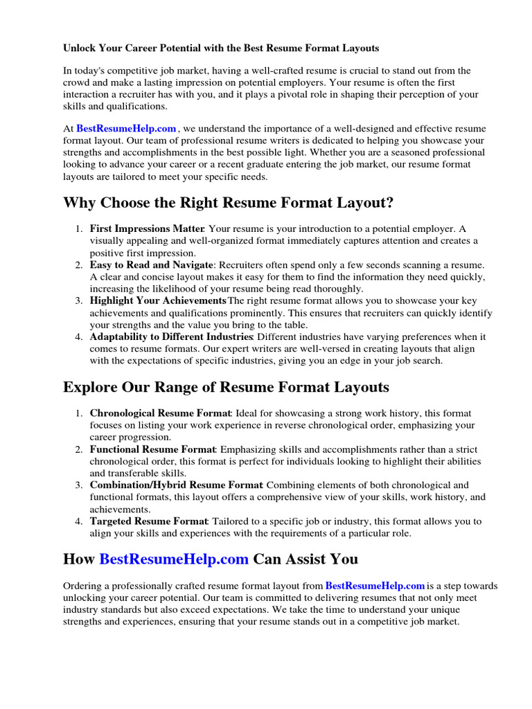 Best Resume Format Layout PDF - 1722631551