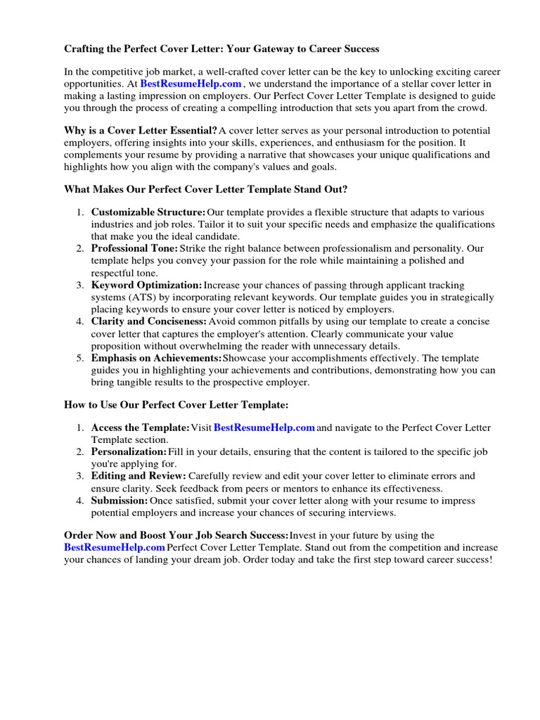 Perfect Cover Letter Template | PDF | Résumé | Http Cookie