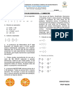 LISTA DE EXERCICIOS - 8º ANOS - 2024 - Cópia