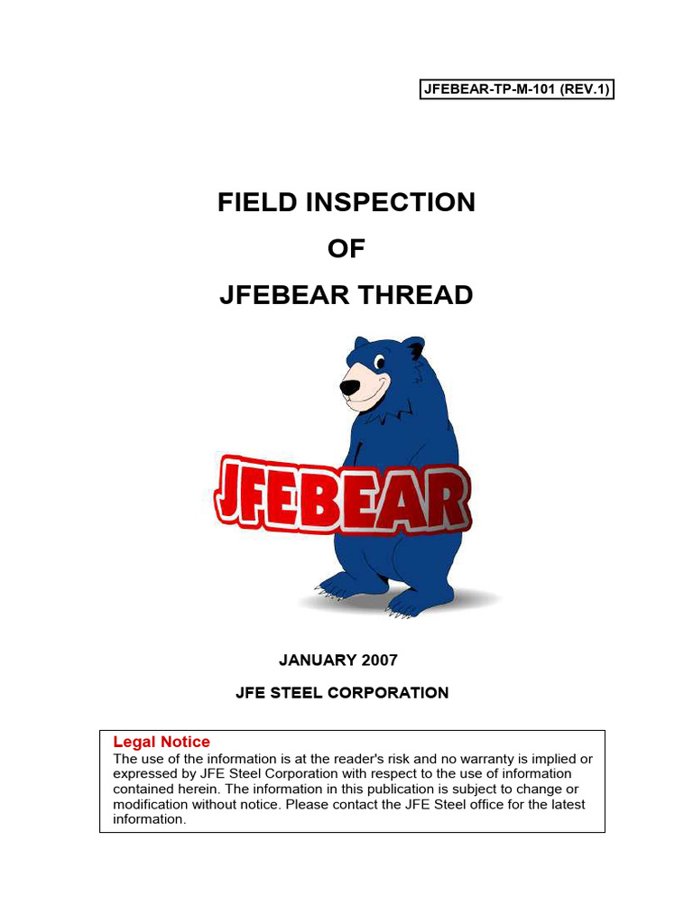 Field Inspection of JFEBEAR (Rev.1) | PDF | Corrosion | Physical Sciences