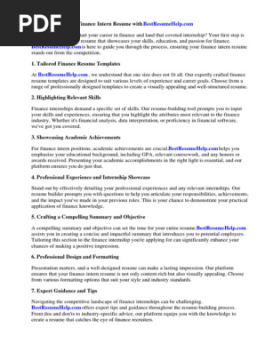 Finance Intern Resume