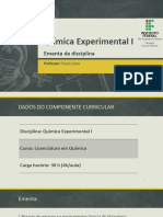 Aula 01 - Ementa - Química Experimental I