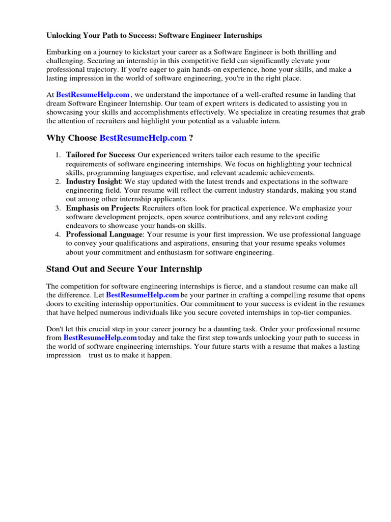 Software Intern Resume Guide | PDF | Software | Computer Science