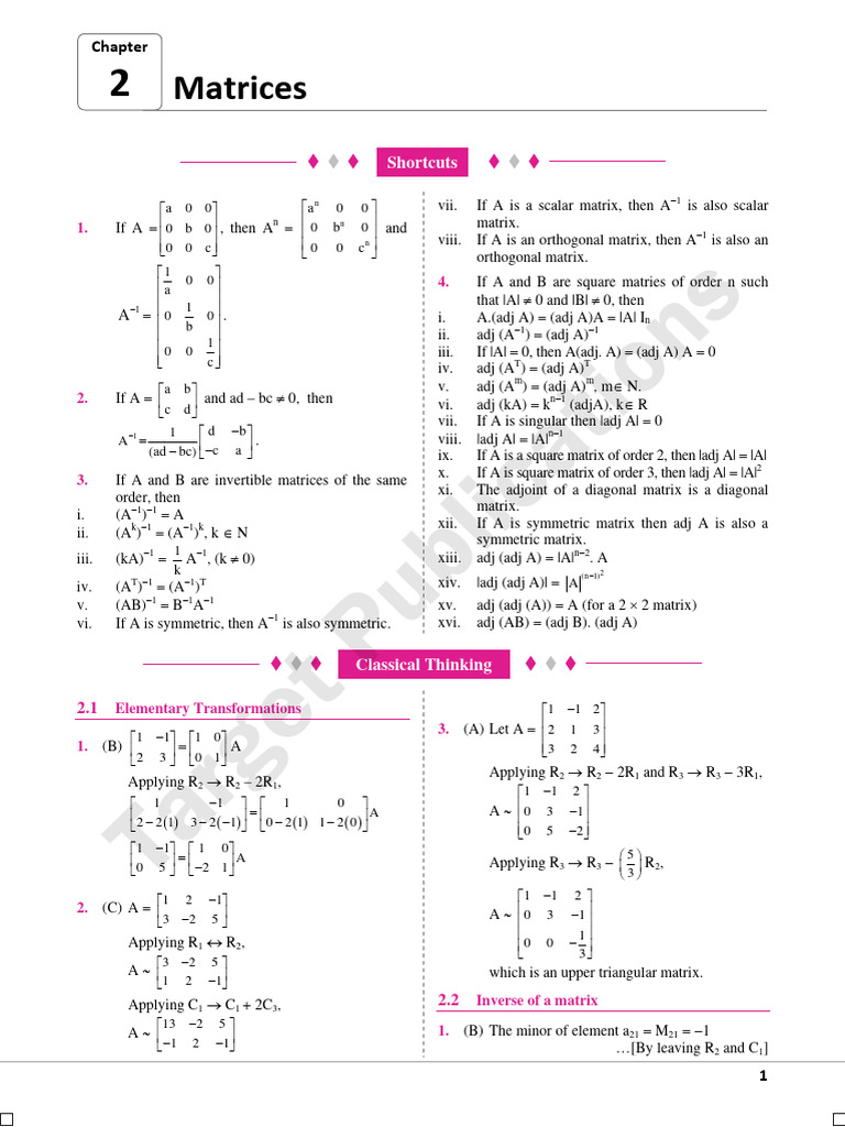 Matrix Operations and Inverses Guide | PDF | Matrix (Mathematics) | Algebra
