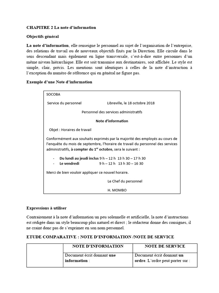 Note d'information et compte rendu | PDF | Informations