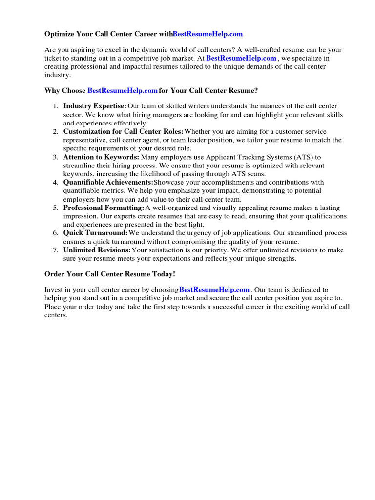 Call Center Rep Resume | PDF | Call Centre | Résumé