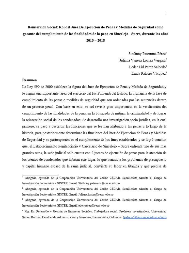 Rol del Juez de Ejecución de Penas | PDF | Castigos | Derecho penal