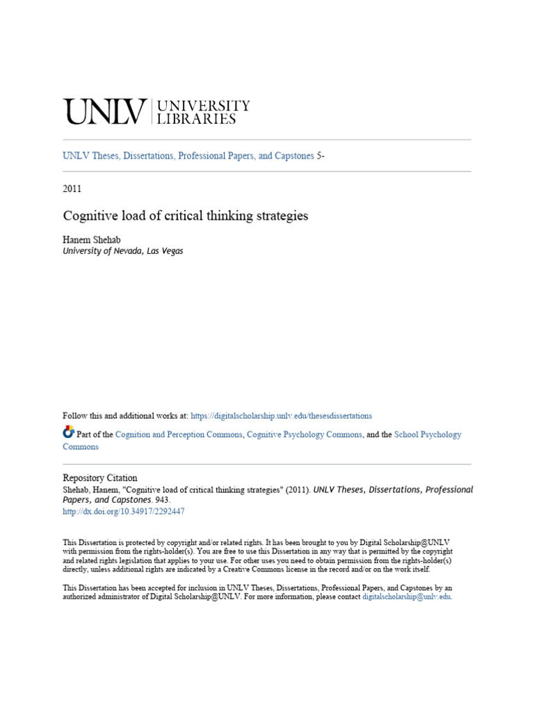 Cognitive Load of Critical Thinking Strategies | PDF | Critical ...