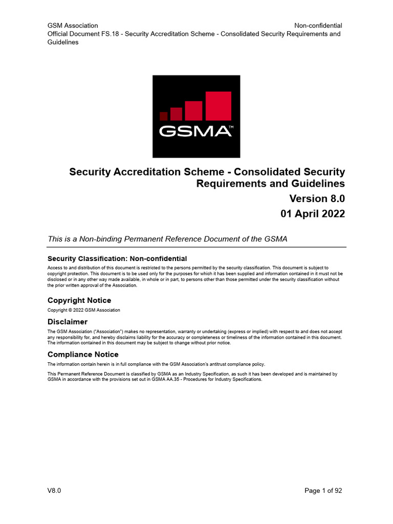 FS.18 SAS Consolidated Security Requirements and Guidelines v8.0 | PDF ...