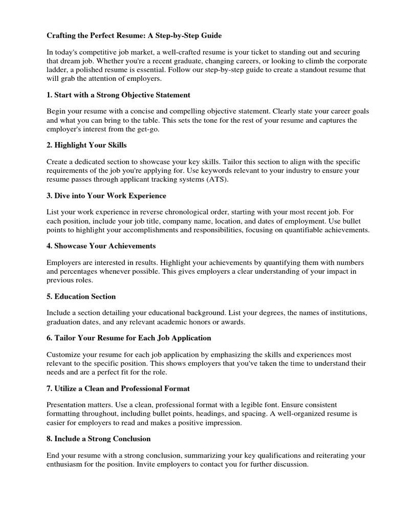 How to make a good resume for a job pdf