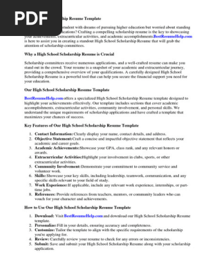 High School Scholarship Resume Template