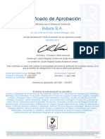 Certificado de Aprobación: Indura S.A