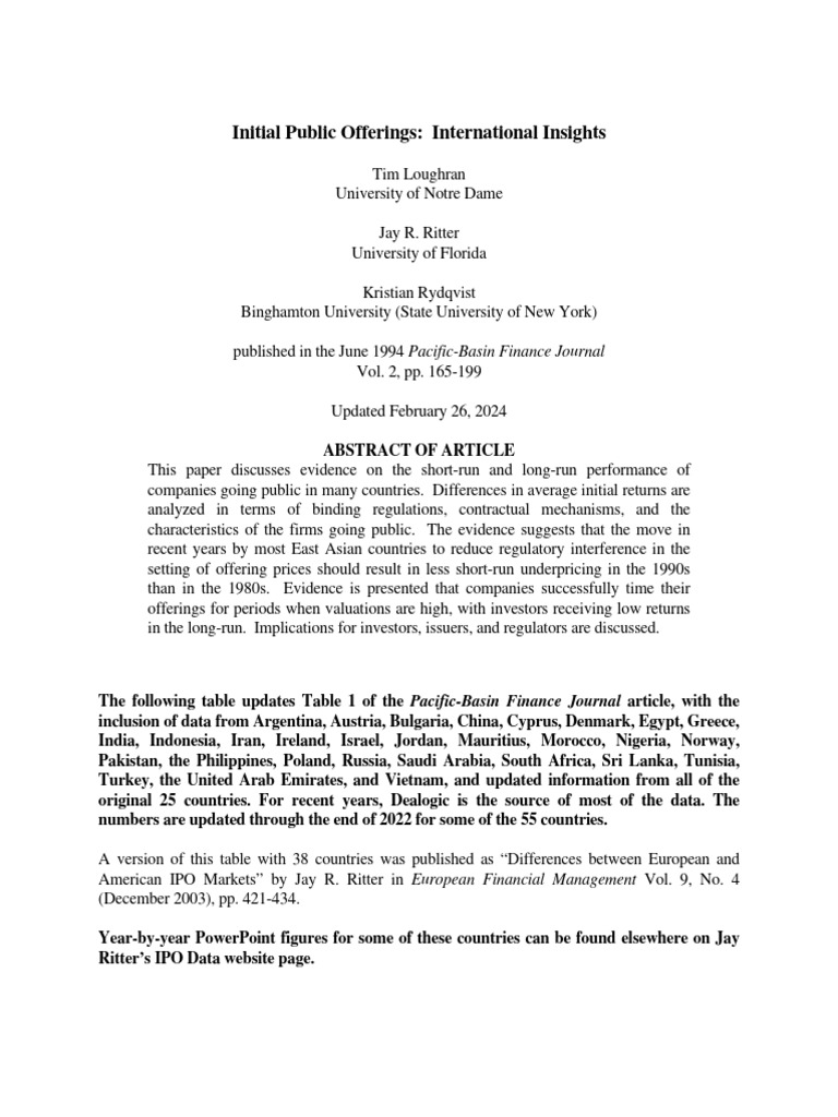 Global IPO Performance Insights | PDF | Initial Public Offering ...